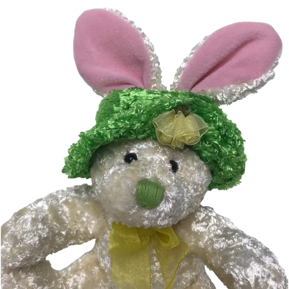 Vintage DanDee Easter Bunny Rabbit Plush Ears Bonnet Hat Silky Stuffed Animal